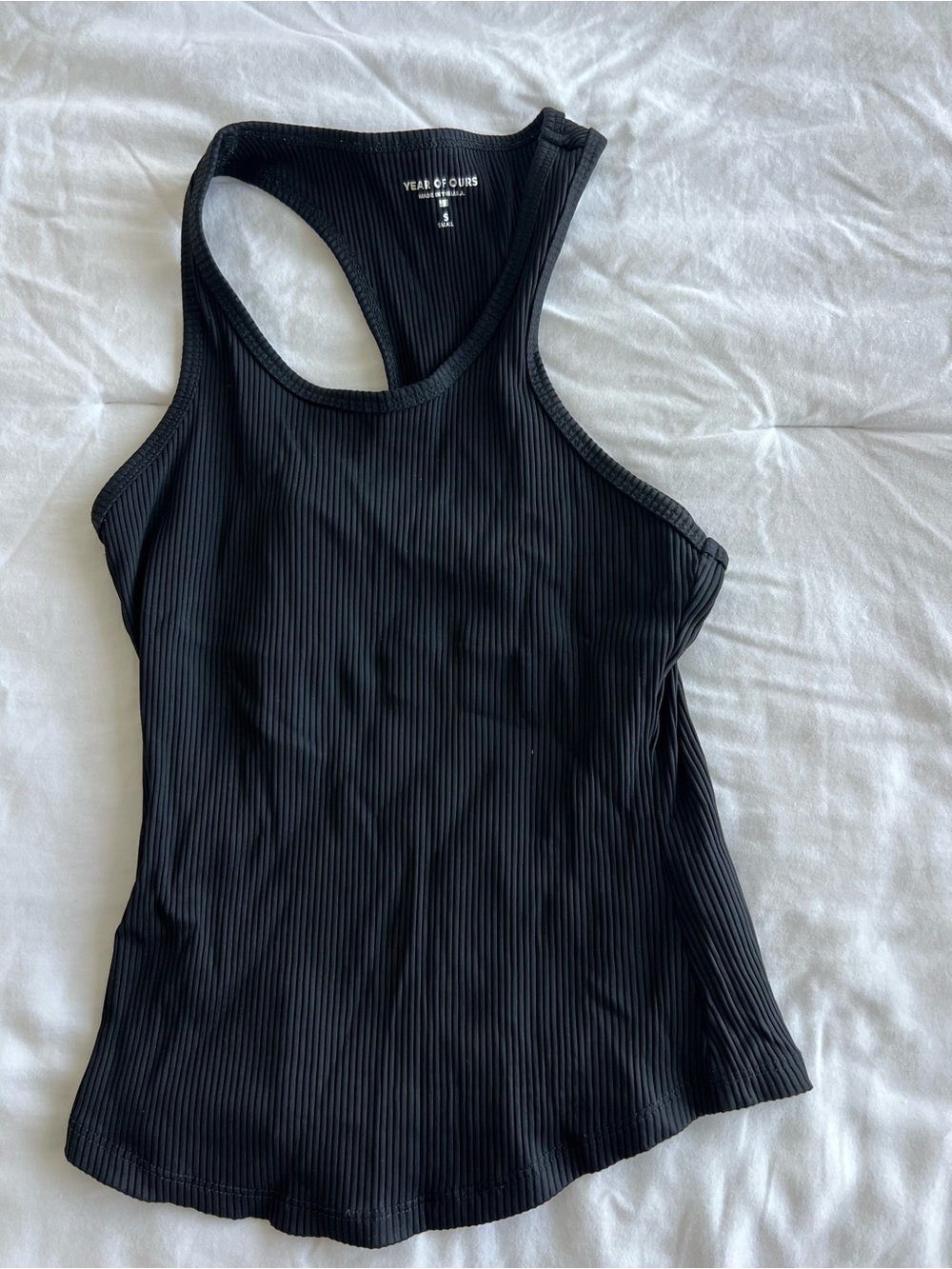 Year of Ours Black Ribbed Racerback Tank Top